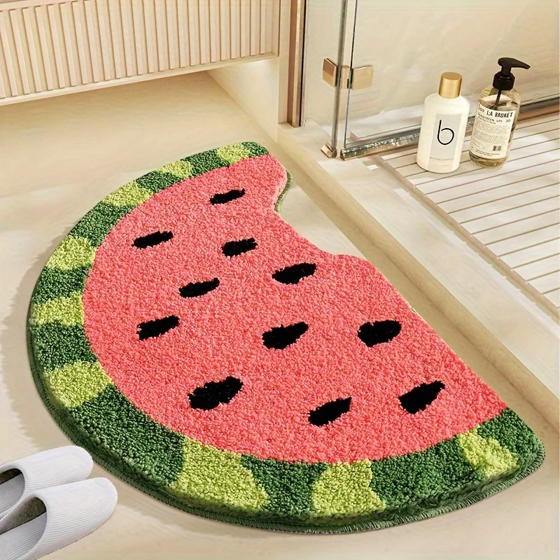 1pc Watermelon Pattern Bathroom Mat - Ultra-Absorbent, Rapid Quick-Drying, Non-Slip, Super Soft - Perfect for Bathroom, Bedroom,