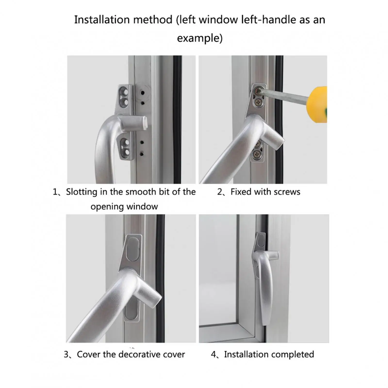 Aluminum Alloy 7 Letter Inner Flush Handle for Window Sliding Door Lock Cylinder Design for Home Office Bedroom