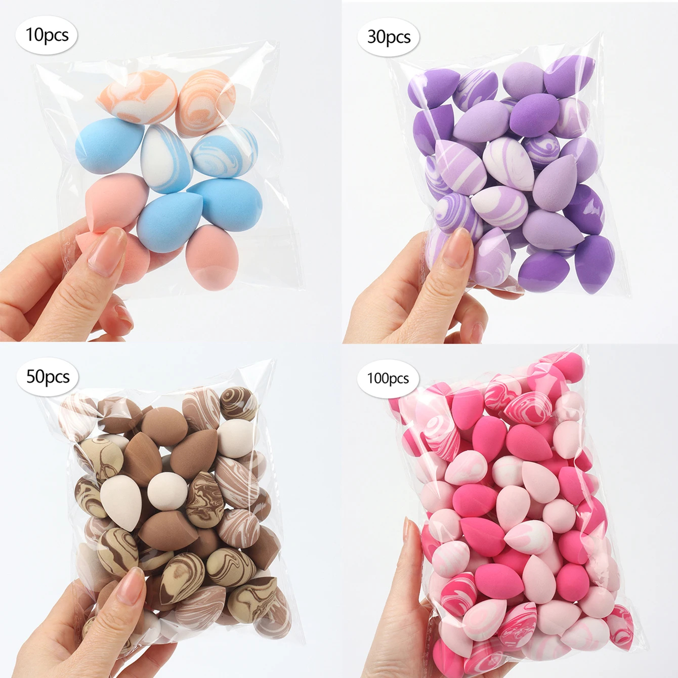 Mini esponjas de maquillaje de 10/20/30/50/100 piezas, se expanden al contacto con el agua, se pueden usar tanto en húmedo como en seco, adecuadas para todo tipo de piel