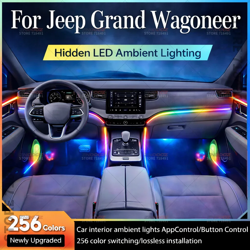For Grand Wagoneer 22in1 RGB Car Interior Acrylic Car Ambient Lights RGB Hidden Acrylic Strip Decoration Atmosphere Accessories