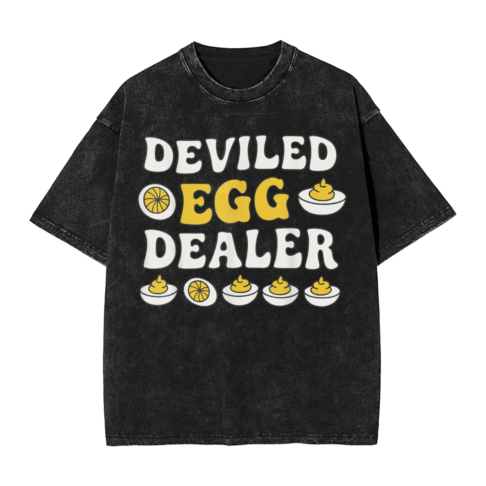 

Funny Deviled Egg Dealer Thanksgiving Men T Shirt Washed Casual Tees Short Sleeve O Neck T-Shirt 100% Cotton Classic Clothes