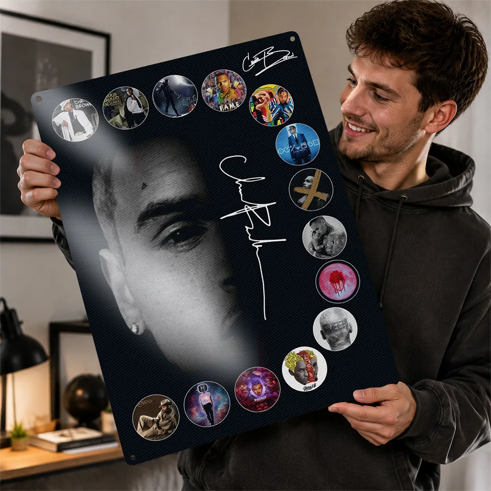 Chris Brown Discography Tribute Aluminum Poster Personalized Metal Sign Chart Topper Style Wall Art Chosen By Vocal Collectors
