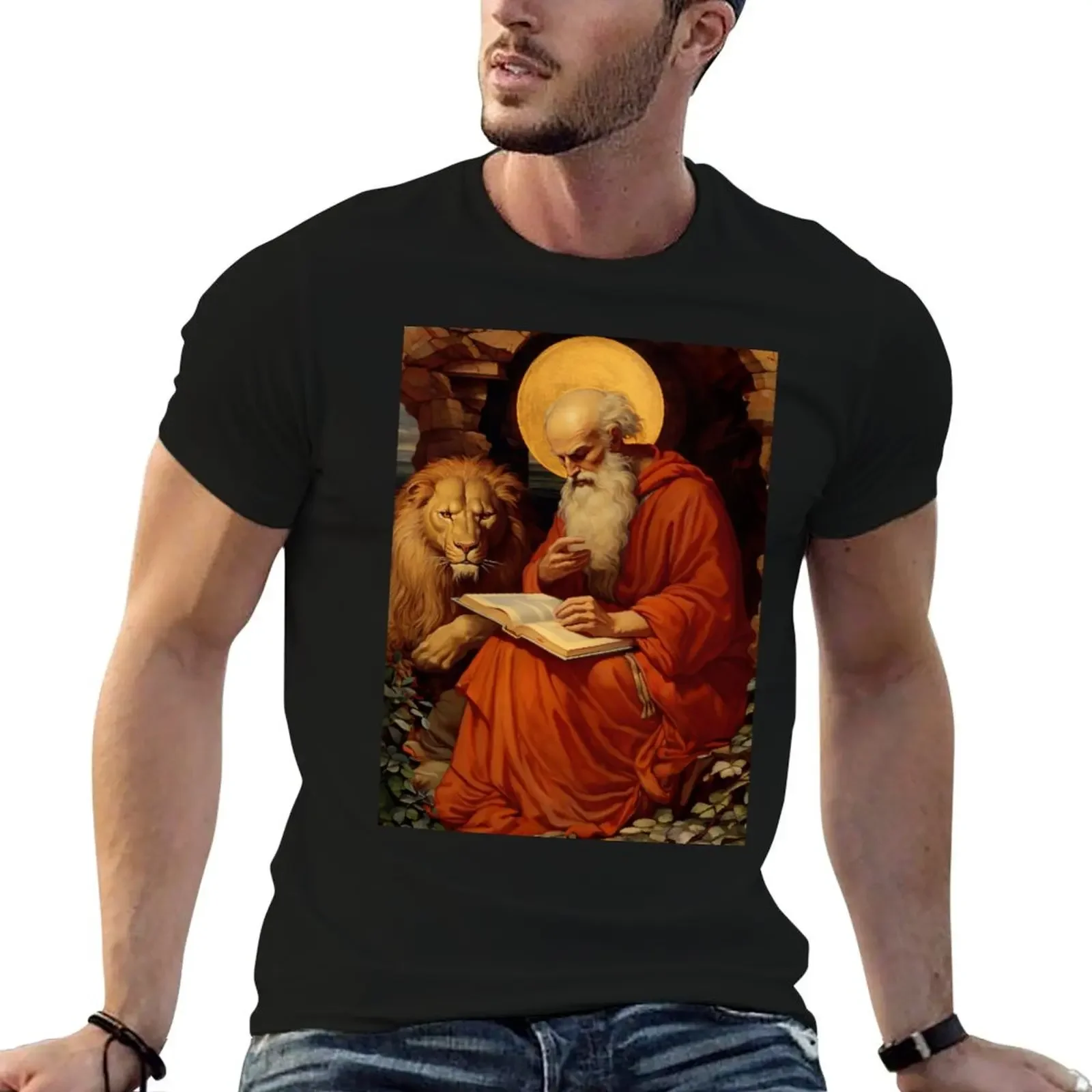 

Saint Jerome T-Shirt Luxury man aesthetic clothes croswit shirt man designer t shirt men