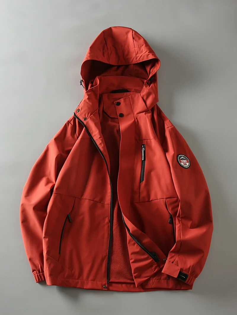 

Spring Autumn Outdoor Mountain Series Men's Jaet Hooded Spor Casual Climbing Windproof Water Resistant Fce Lined Coat