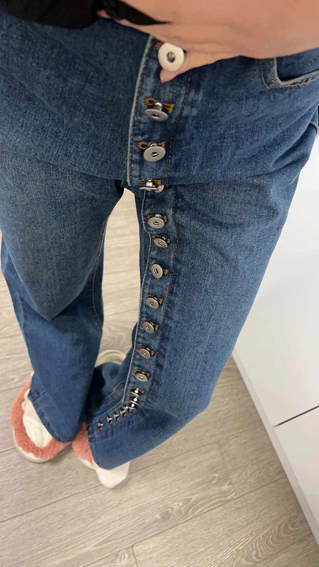 Jean Vintage à boutons multiples pour femmes, pantalon en Denim, taille haute, jambes larges, Y2K, rétro américain, Streetwear