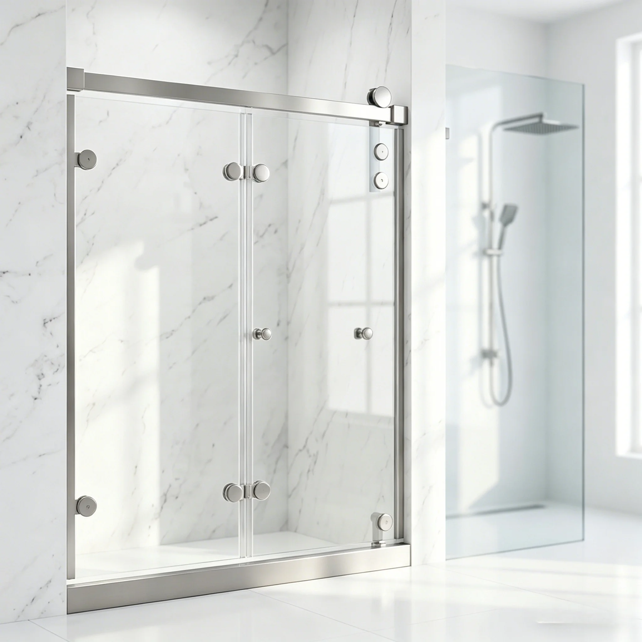 New Trend Bi-fold Shower Door Mechanism with Smooth Hanging Rollers and Bottom Track and Uppper Tube Safe Shower Door Hardware