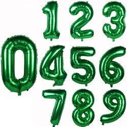 32inch Large Dark Green Number Balloons Jungle Safari Birthday Balloon Party Foil Balloon 0 1 2 3 4 5 6 7 8 9 globos Balls