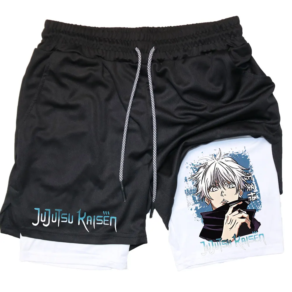 Anime Gym Shorts for Men Gojo Performance Shorts Summer Sports Fitness Workout Jogging Short Pants