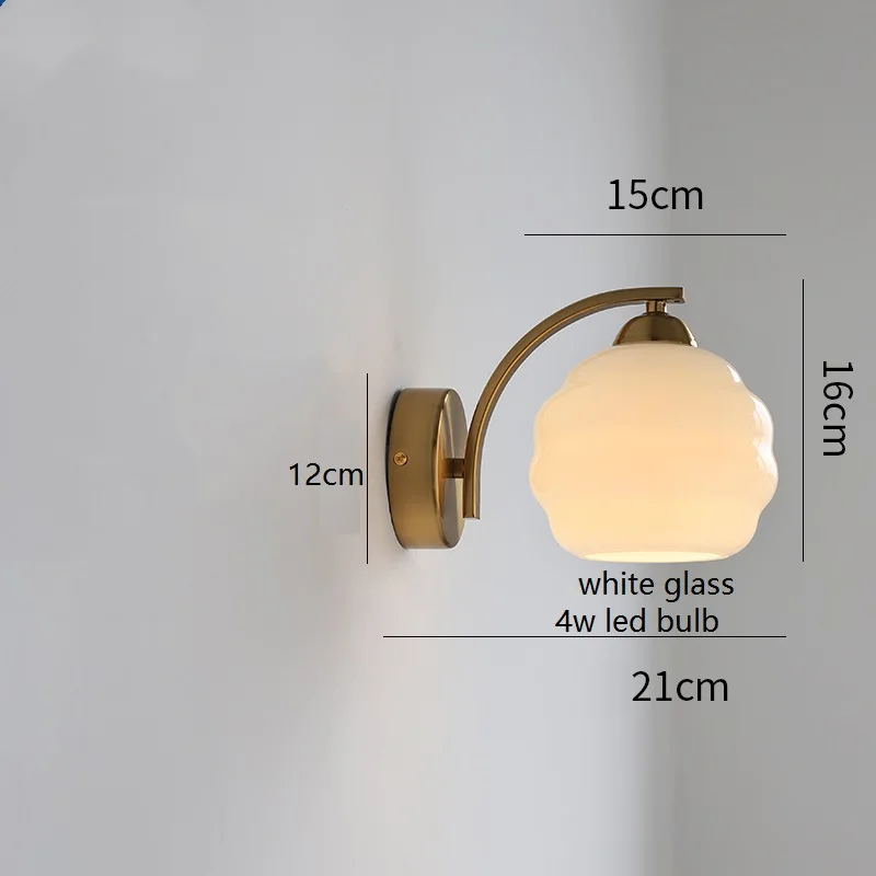 IWHD Milky Glass Ball LED Wall Lamp Sconce Iron Wrount Bedroom Living Room Bathroom Mirror Light Nordic Modern Wandlamp Applique