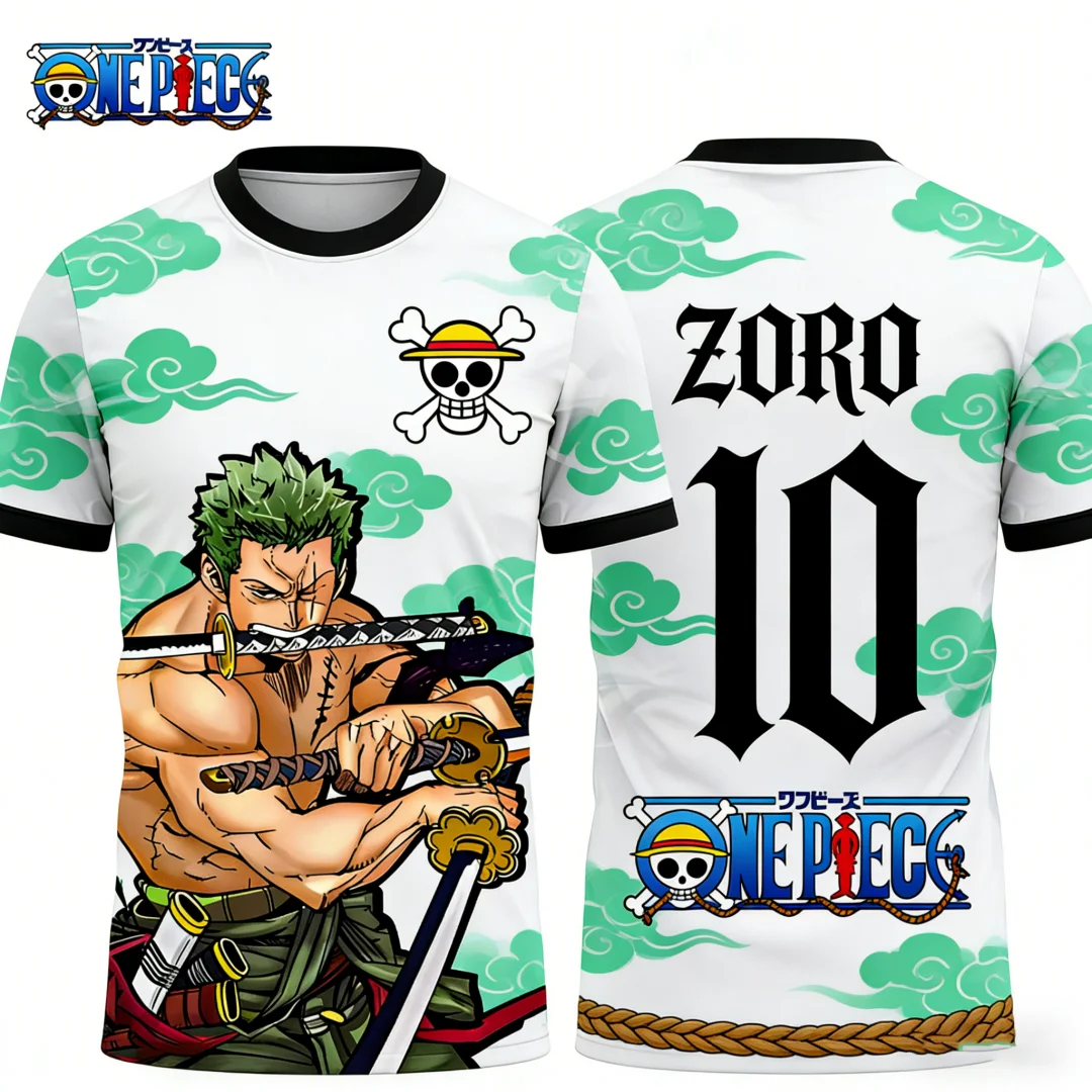 One Piece Roronoa Zoro #10 T-Shirt, Men Women  Short Sleeve Casual Anime Streetwear Tee Summer quick-drying sports jersey