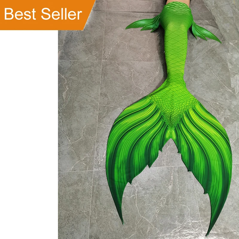 Green HD Printing Mermaid Skin Tail For Swimming and Diving Swimsuit Can Add Fin For Free Diving Model Photoshooting Beach Wear