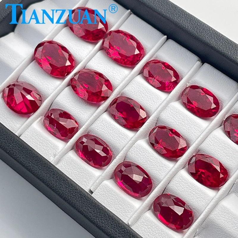 Lab Grown Ruby Gemstone 5# Red Color Oval Shape Natual cut Stone With Inculsions Loose Ruby Stone