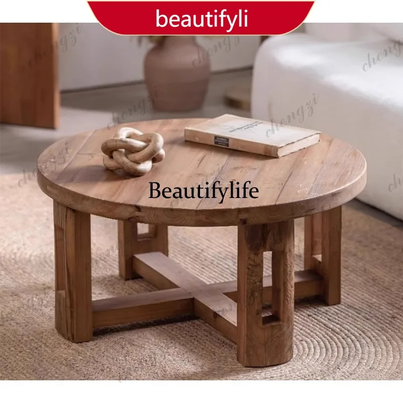 01A Outdoor leisure coffee table courtyard waterproof open-air model room solid wood corner few bed and breakfast furniture