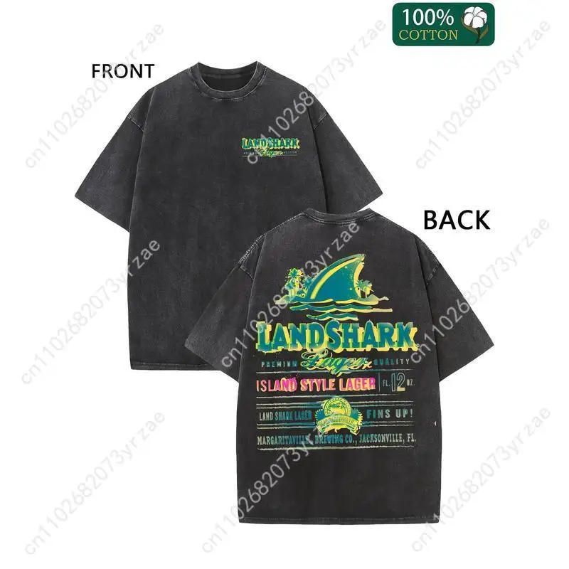 الرجعية التي شيرت القرش رجل امرأة عالية الجودة خمر تي شيرت القطن قصير الأكمام موضة تي شيرت لينة تنفس القمم