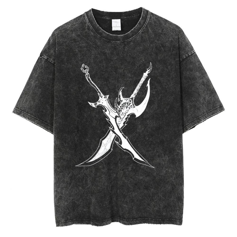 

Men Summer Short Sleeve Oversized Vintage T Shirt Anime Graphic Print T-shirt Harajuku Fashion Streetwear Cotton Tee Unisex