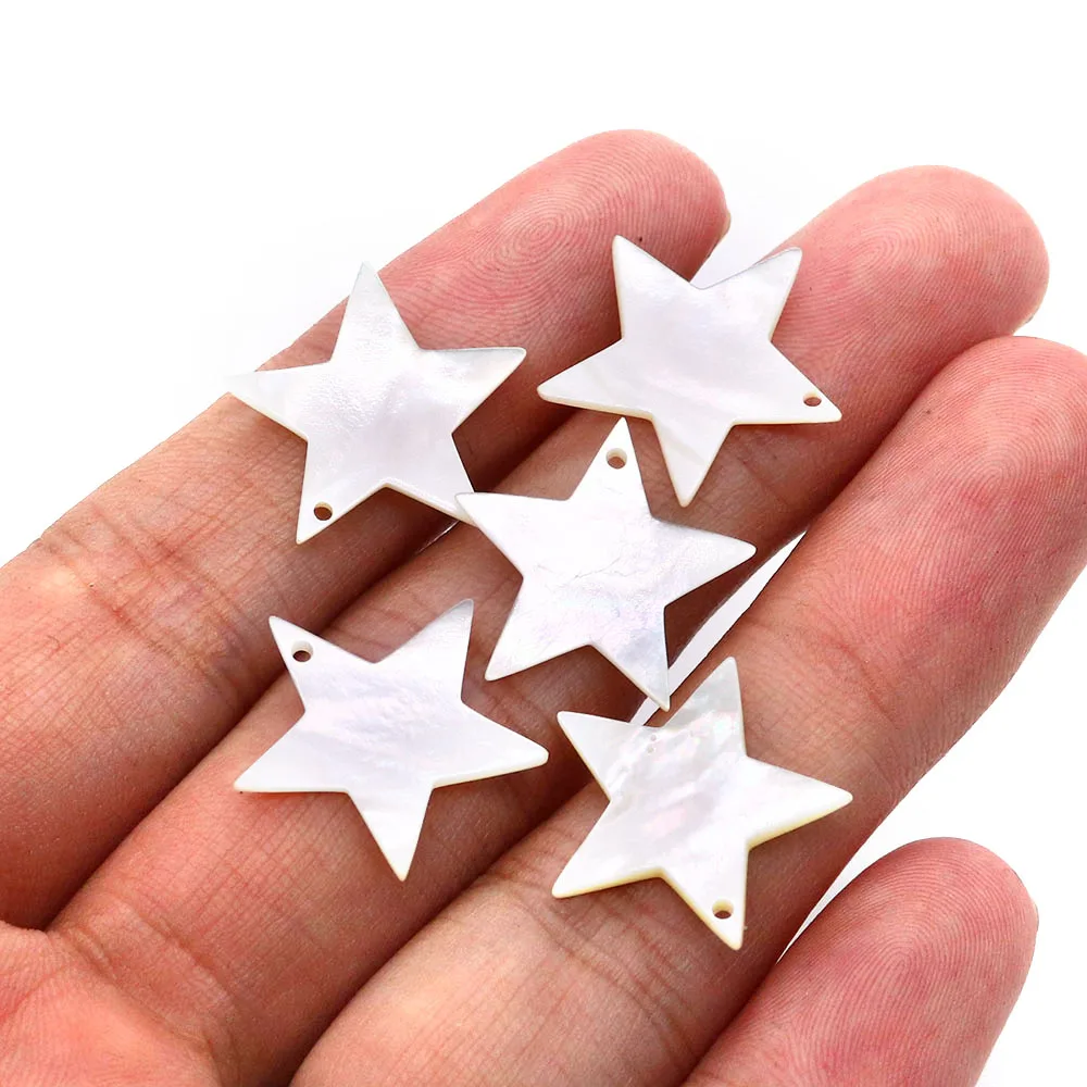 

New 2pcs Natural Freshwater Shell Pendant Star Shape Necklace Shell Charm for DIY Bracelet Jewelry Accessories Gifts Size 19mm
