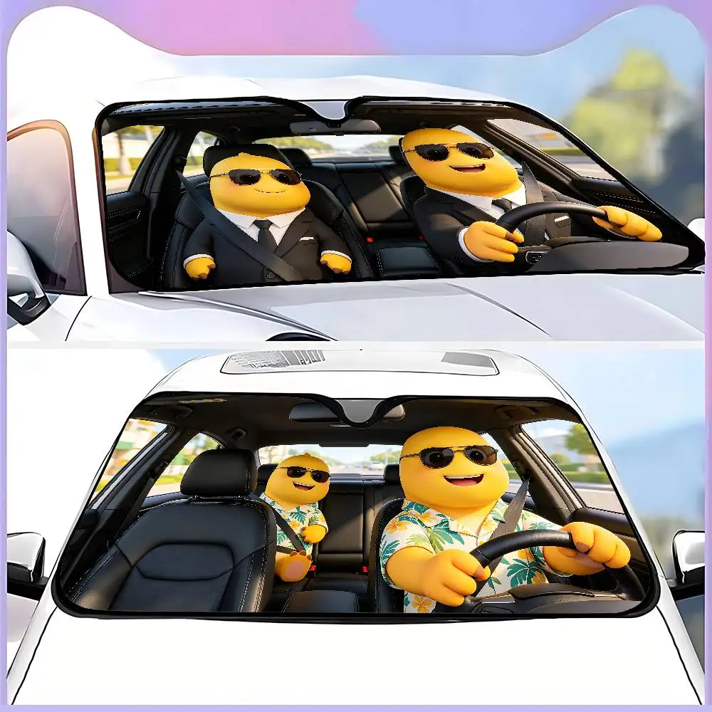 Nailong Drive Car SunShade Windshield Funny Sun Shade Foldable UV Ray Sun Visor Protector Sunshade For Front Window