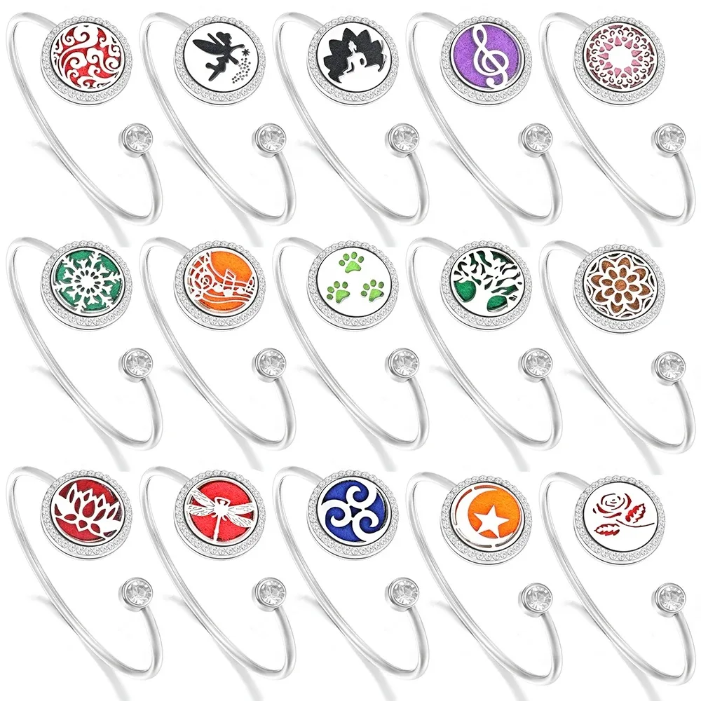 arrow diffuser bracelet Adjustable Chain Crystal Kaleidoscope Lotus Flower Aroma Perfume Essential Oil Diffuser Bracelets