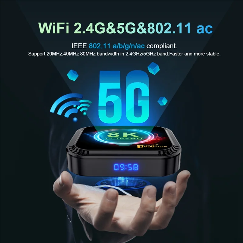 ABJF-TV98 RK3528 Smart TV Box Android 13 8K HD 2.4G y 5G Wifi reproductor multimedia Mini decodificador