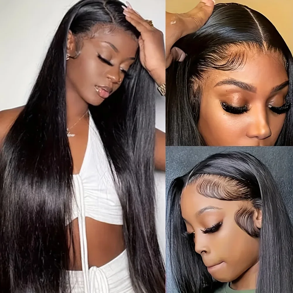 

Бразильский прямой парик из натуральных волос с прозрачной кружевной передней частью 13x4/13x6, 40-42 дюйма, 100% человеческие волосы, плотность 220%