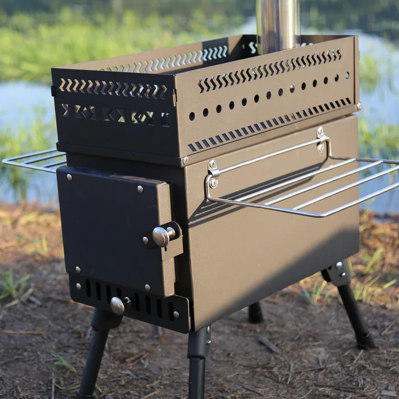 

Stainless Steel Sauna Stove Picnic Camping Tent Wood Burning Stove Household Folding Portable Wood Stove