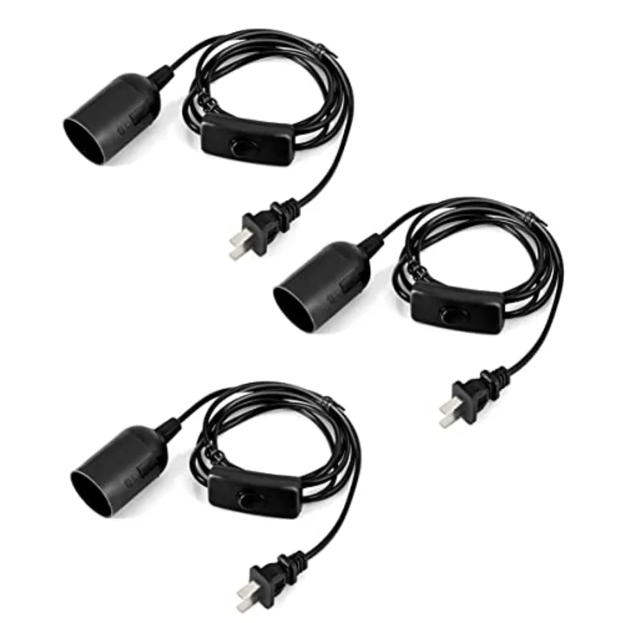 Extension Hanging Lantern Cord Cable, 5.9ft Lamp Cord -MAX 360W - On/Off Switch E26/E27 Black Pendant Lighting with Plug-in Cor