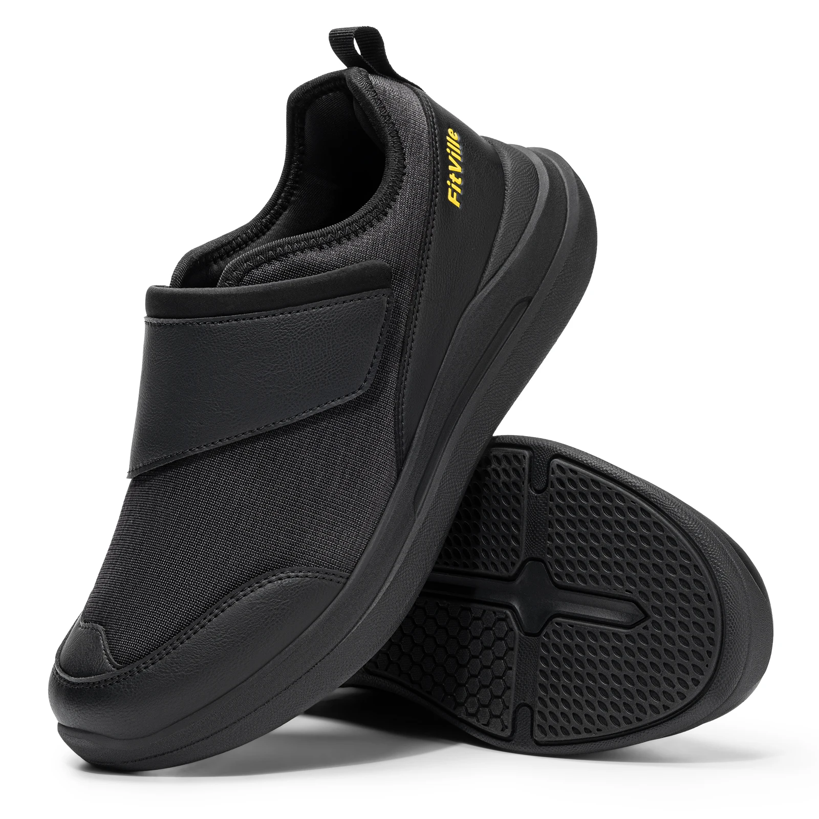Fitville Men's Diabetic Shoes Wide Toe Walking Shoes Anti Slip Easy To Wear Foot Pain Relief  For Elder Orthopedics Feet Swollen