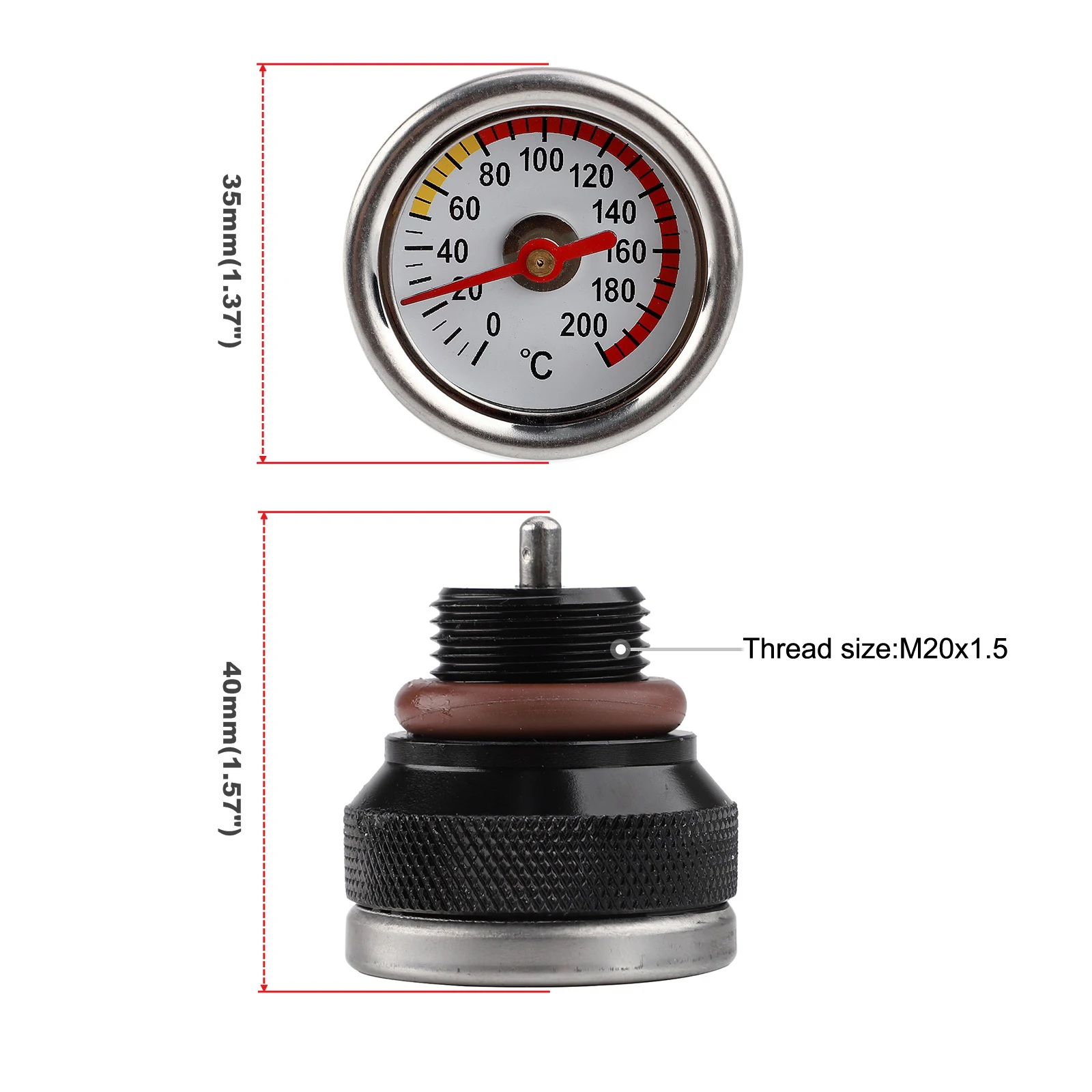 Motorbike Oil Gauge Oil M20x1.5 Temperature Gauge Engine Temperature Gauge Accessories For Haojue TR300 / Harley-davidson X350