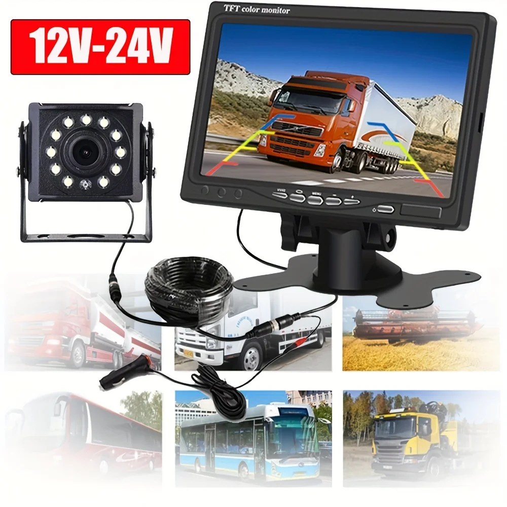 

7INCH TFT-LCD Car Reverse Monitor System, HD Backup Camera, 12-24V Power, Safe Parking Solution, No Battery Included