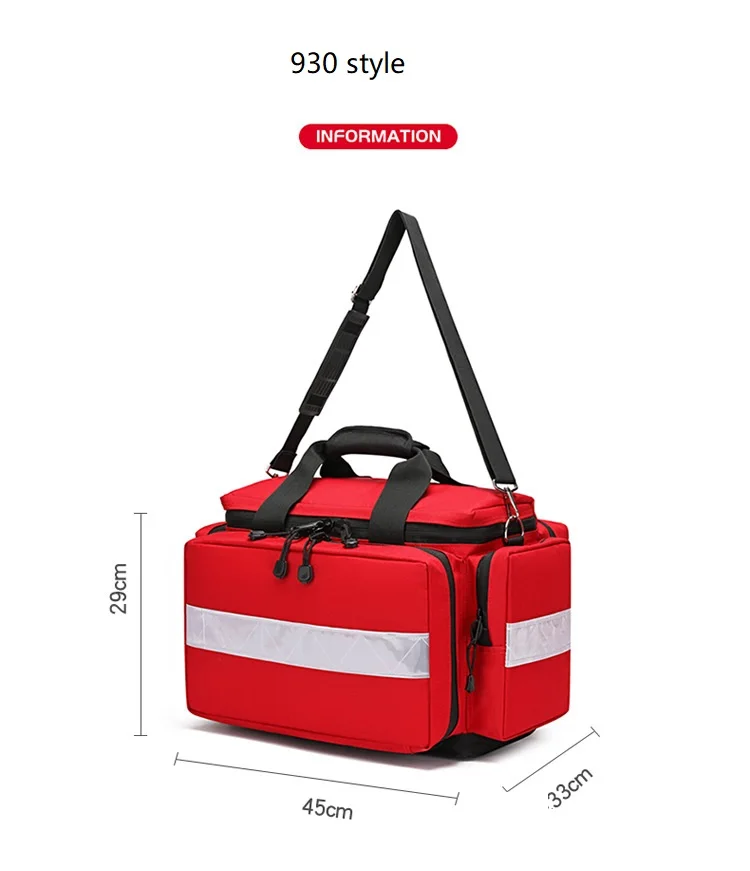 Kit di pronto soccorso esterno di grande capacità con strisce riflettenti Borsa di stoccaggio portatile Opzioni di trasporto multiple per la prima emergenza