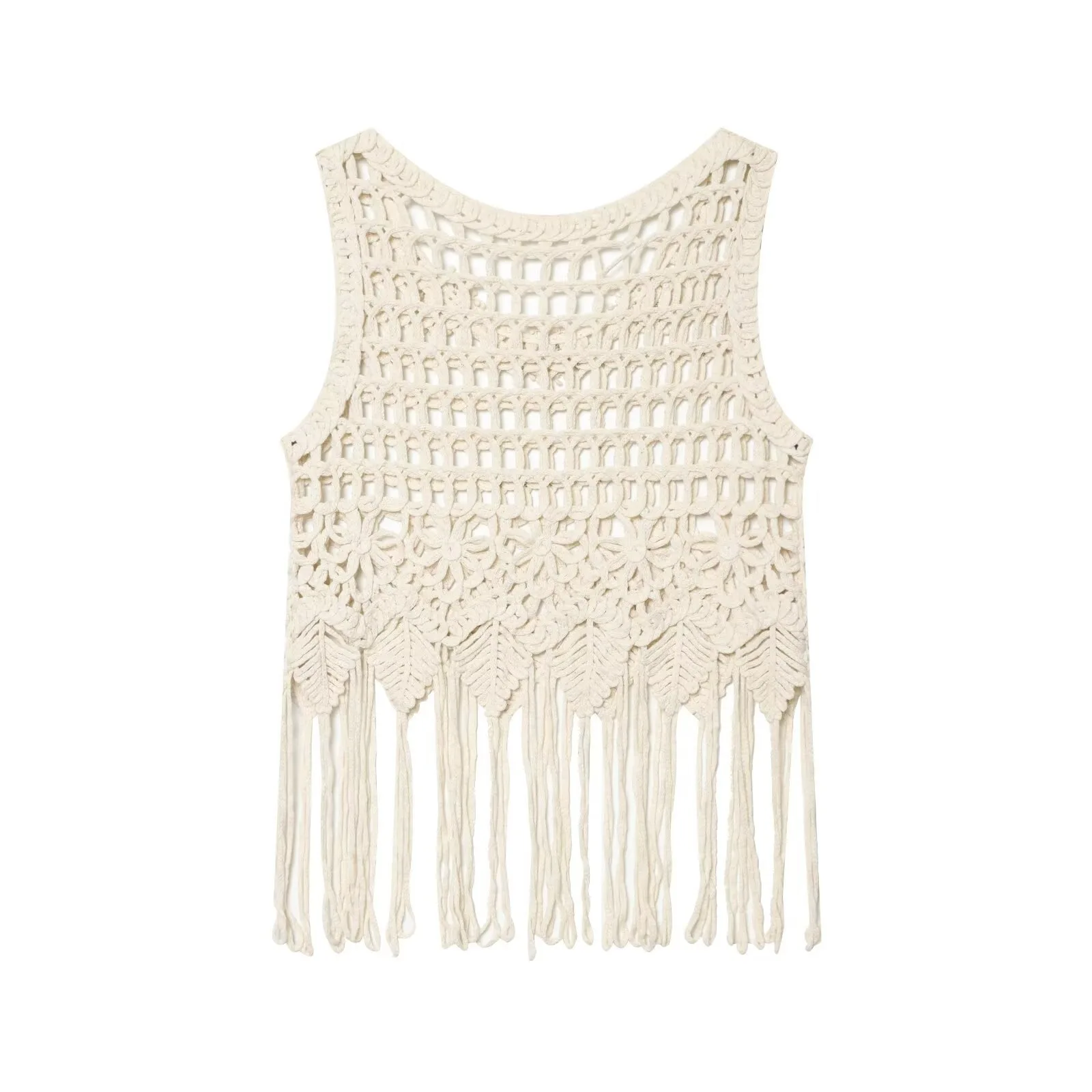ins cross-border European and American 2026 summer new style temperament brick tassel knitted vest top