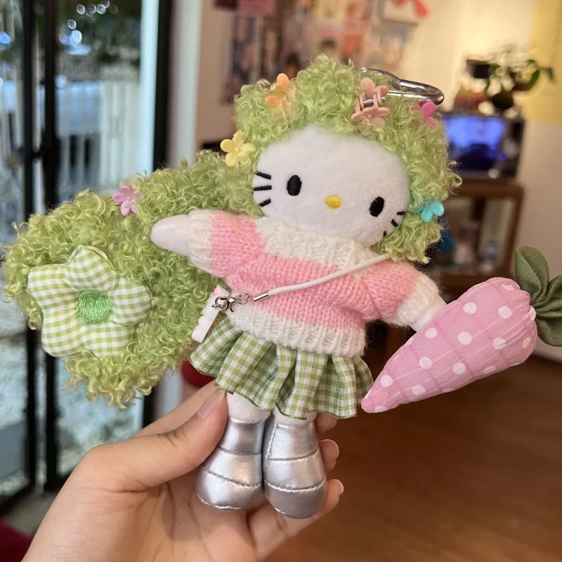 

Брелок «Hello Kitty» с длинными ногами KT, наряд в стиле меланж, великолепные длинные вьющиеся волосы, кавайная сумка, кулон, детский подарок для фанатов