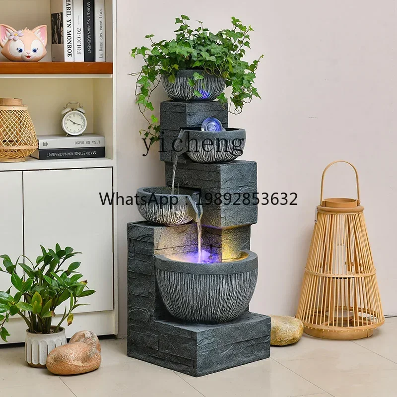 W281 Modern Home Flow Ornament Indoor Living Room Landscaping Office Floor Fountain Fish Tank Decoration