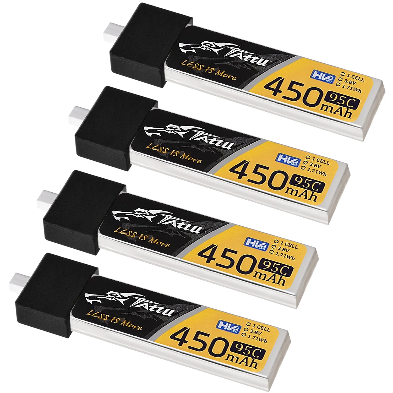 4PCS TATTU 95C HV 450mAh LiPo Battery 3.8V 1S Battery BT2.0 Plug For Betafpv Air75 Meteor75 Pro RC Quadcopter FPV Racing Drone
