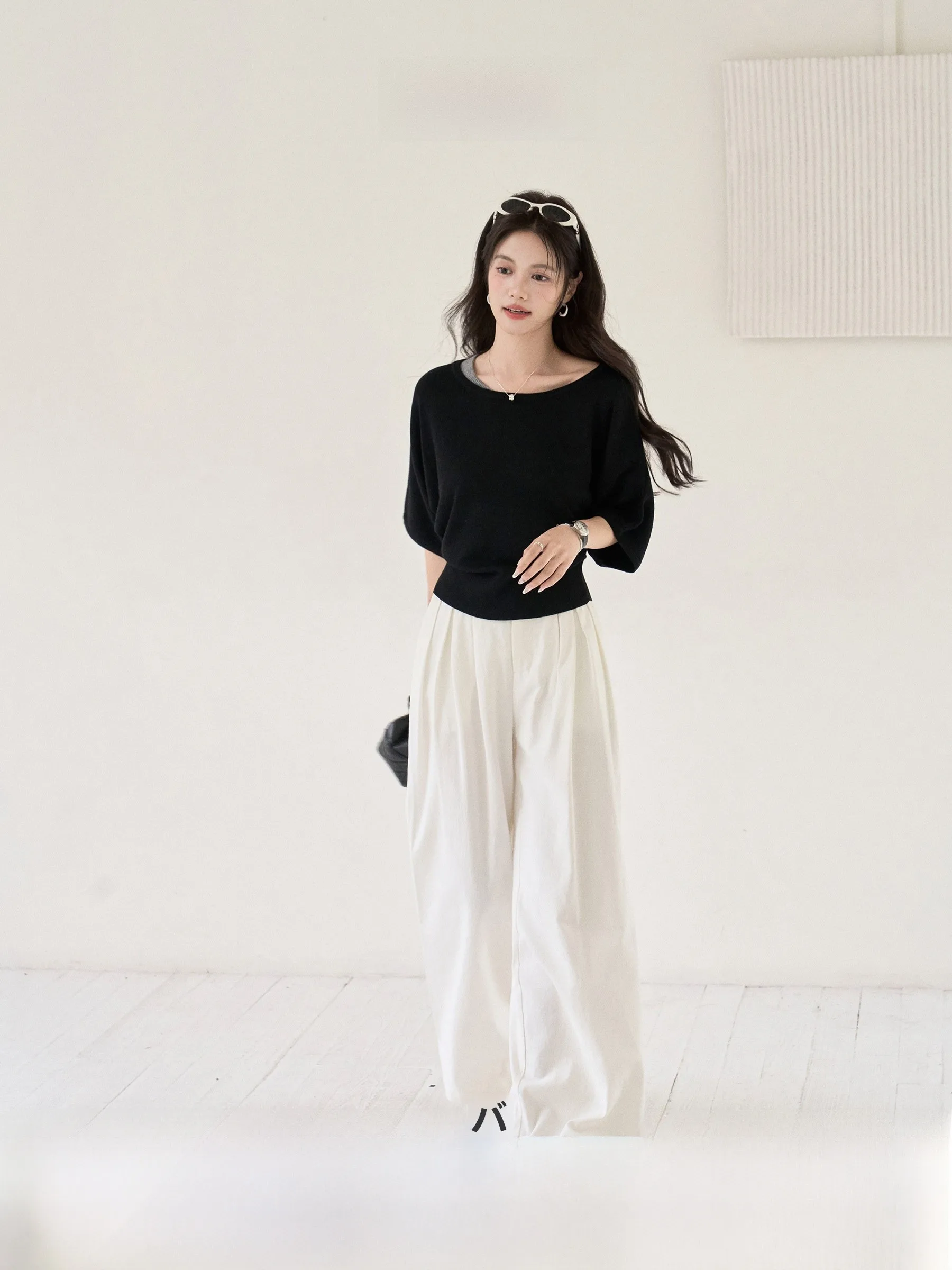 

Loose Batwing Sleeve Black Short Sleeve T-Shirt Women's Summer Casual Style Fashion Top by Youangxi 2026 New Arrival