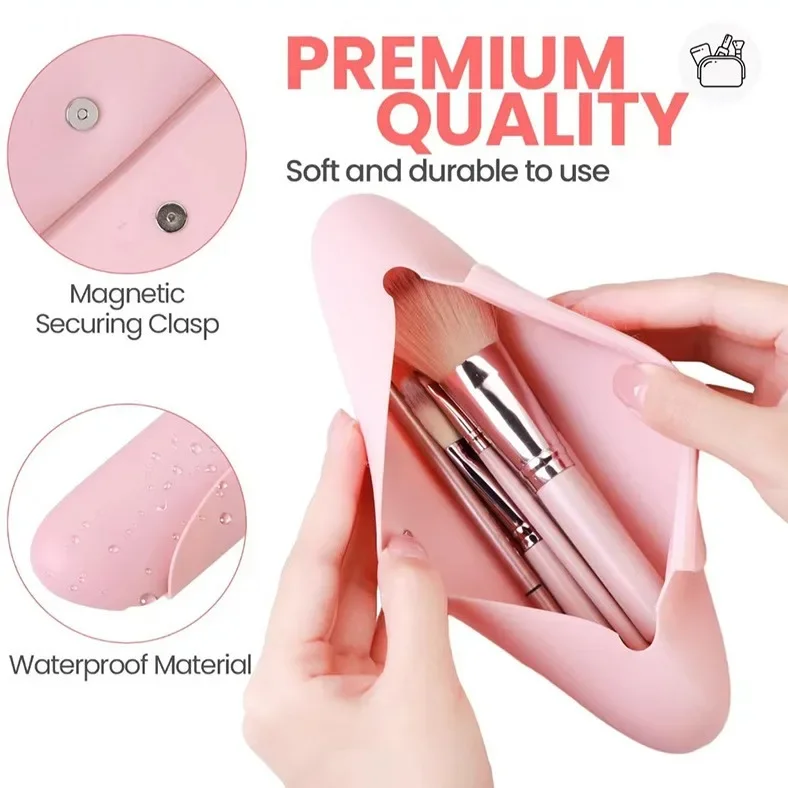 Cosmetic Bag Makeup Brush Storage Bag Portable Travel Wash Toiletries Organizer Silicone Waterproof Dirt-resistant Makeup Box