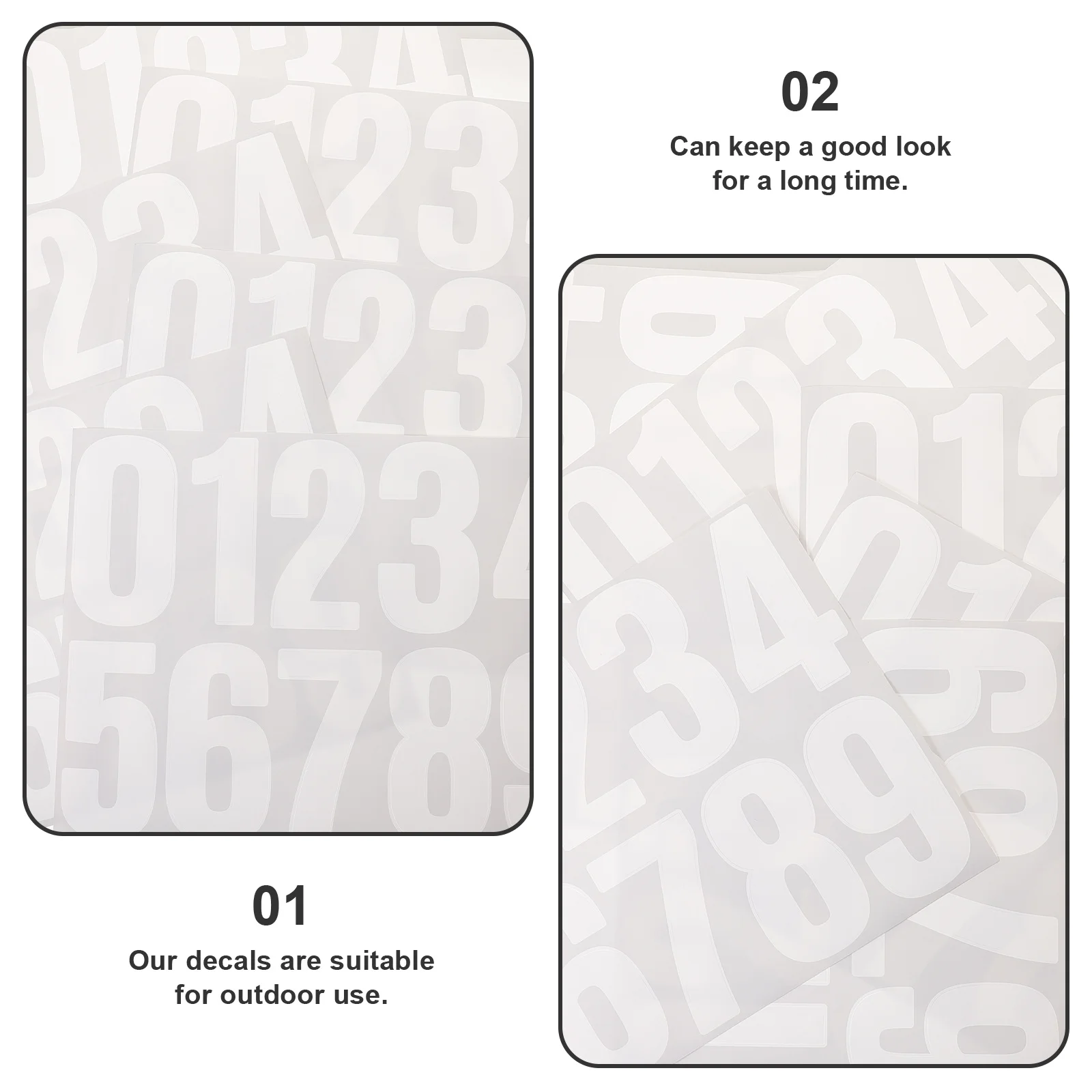 

6 Sheets Large Number Stickers Self-Adhesive Decals For Mailbox Street Address Outdoor Diy House Numbers White Small Sticker