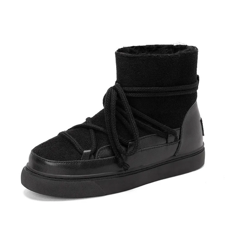 

new European and American cross strap T set foot round head thick sole formed bottom thick snow boots short boots for women