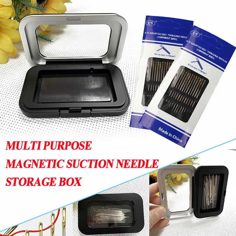 Magnetische Nadel Saug Box Nähen Werkzeuge Rechteckige Nähen Zubehör Nähen Kit Kreuz Stich DIY Perlen Threading Nadel