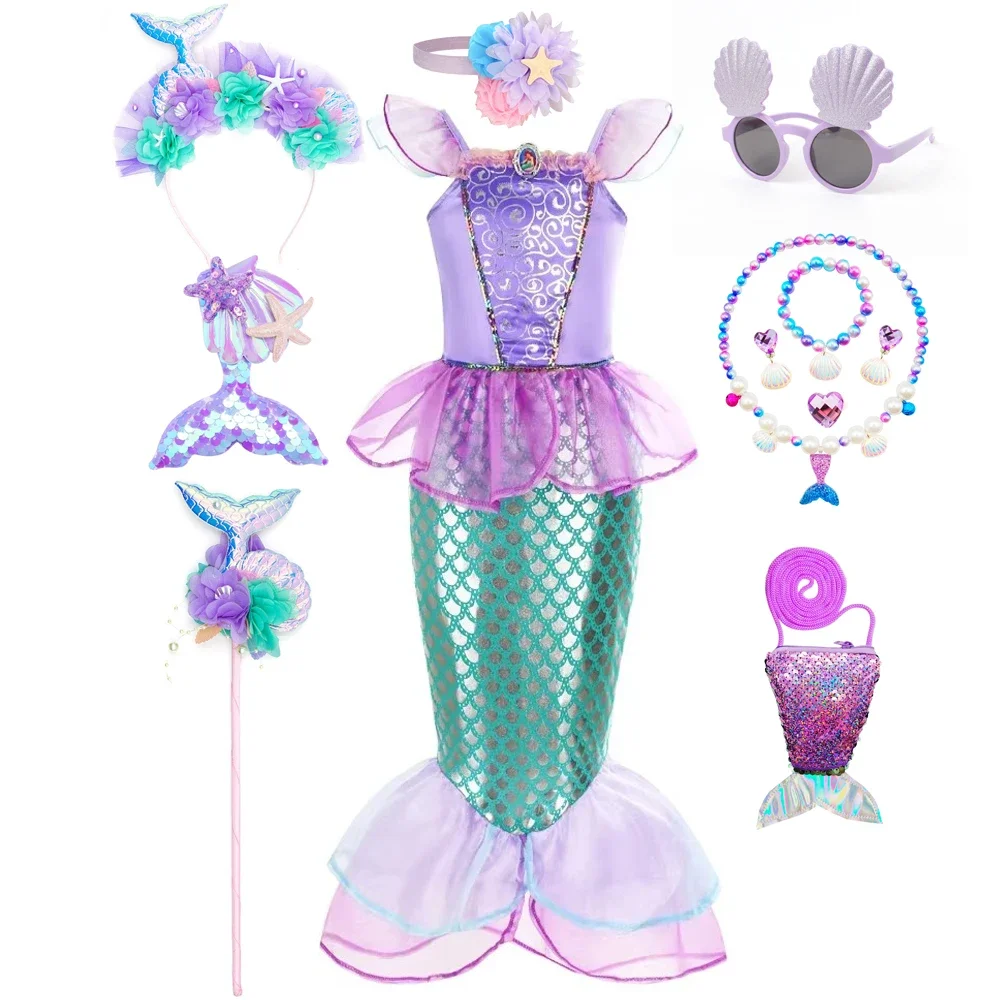 Mermaid Costume Kids Purple Princess Dress For Girls Cosplay Children Carnival Birthday Party Mermaid Dress view 2
