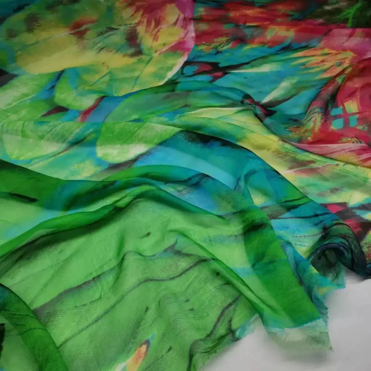 100% Pure Silk Chiffon Thin Fabric Width 135cm Soft 6mm Dress Scarf DIY Sewing Material