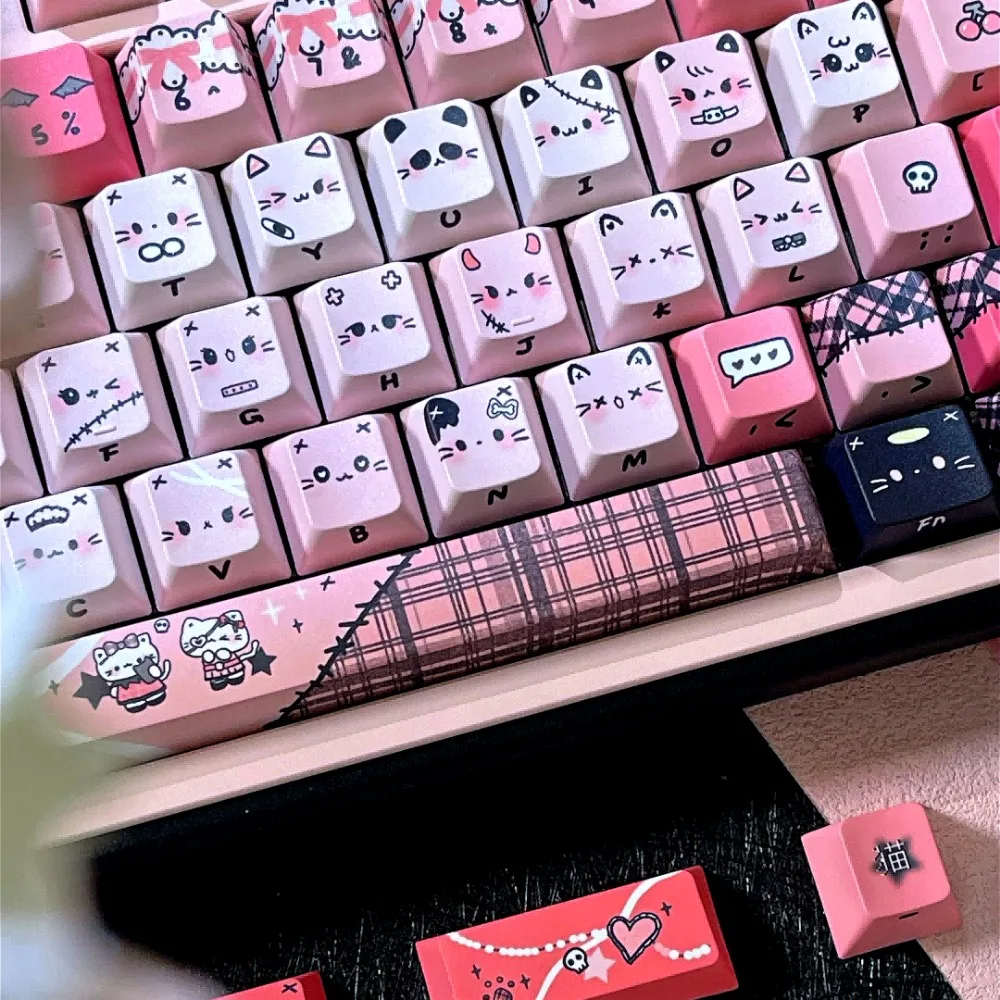 

MAO black powder Yabi keycap PBT 140 keys, personalized, sublimation adaptation Customized mechanical keyboard accessories