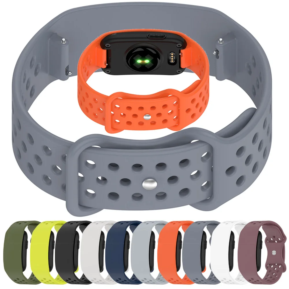 For Garmin Cirqa Strap Soft Silicone Bracelet Sport Wristband With Breathabke Holes Single Color Adjustable Watchband