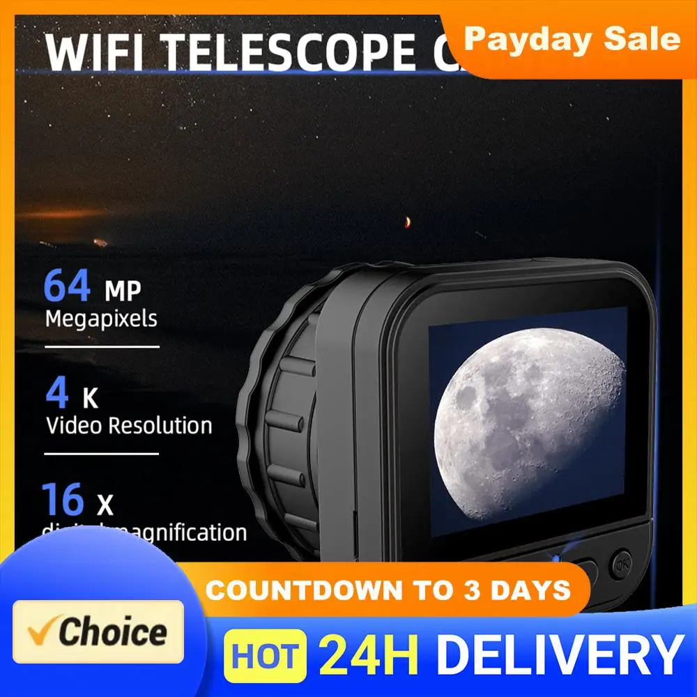 

64MP 4K HD 2.4G WIFI 23-60mm Telescope Camera Eyepiece Portable Lightweight for Astrophotography Enthusiast Bird Watching