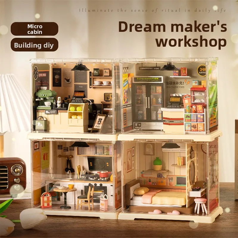 

Трансграничный детский веселый миниатюрный кофе и удобный магазин «сделай сам» 2-в-1 | Безопасные нетоксичные блоки с подсветкой | 3D образовательный подарок