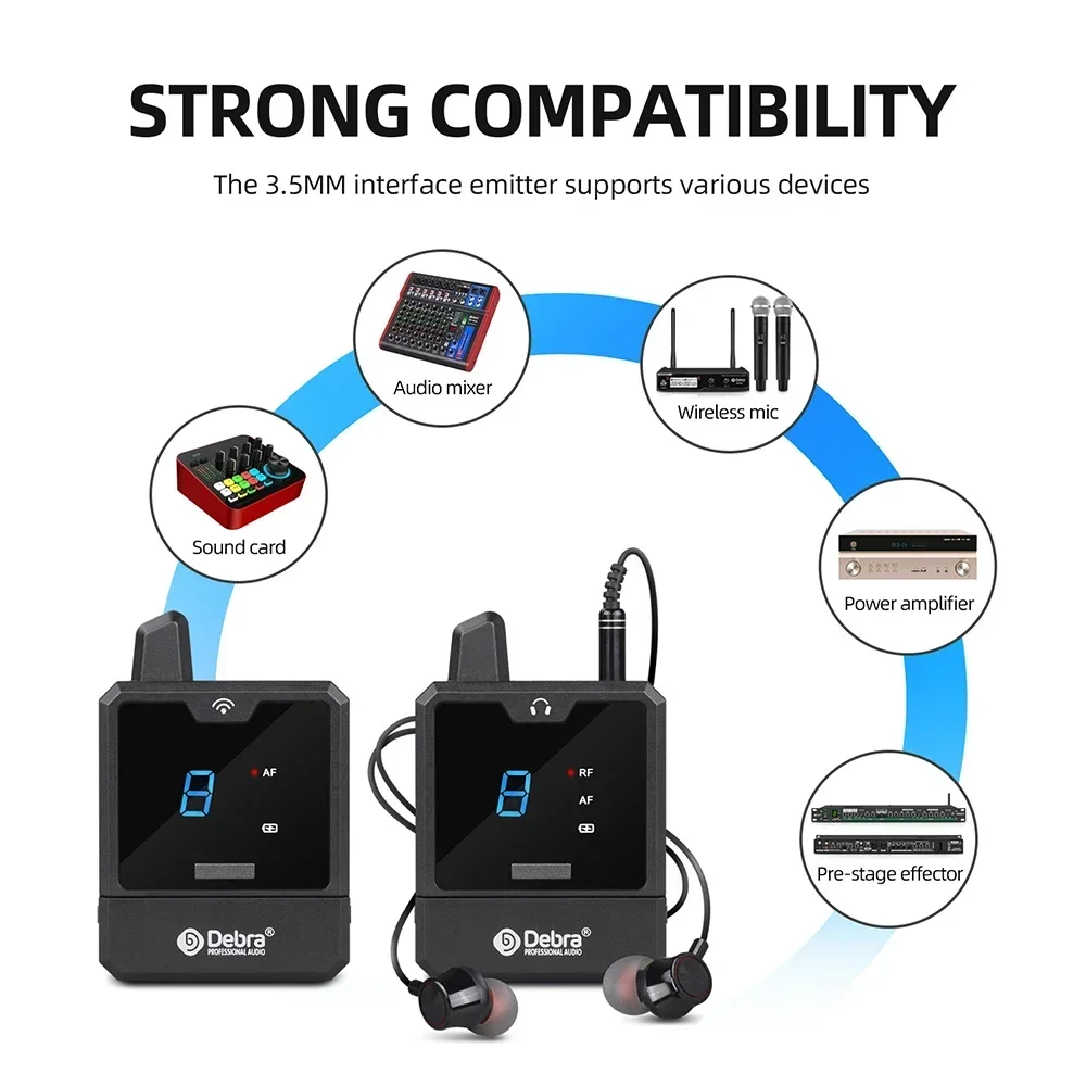 ER-mini UHF IEM Wireless In-Ear Monitor System Audio-Mini UHF Rechargeable Portable for Music Audio Monitoring Live Broadcast