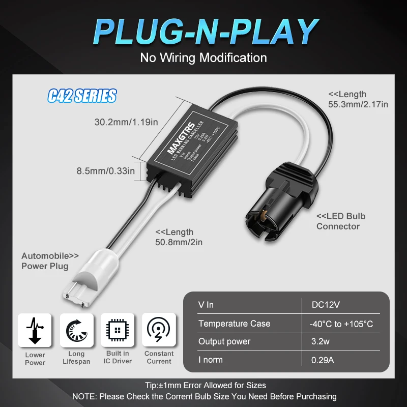 차량용 LED 경고 캔슬링 디코더, 2x 플러그인 플레이, 501 T10 W5W 194 168 소켓, 캔버스 없음, OCB 오류 부하 저항기