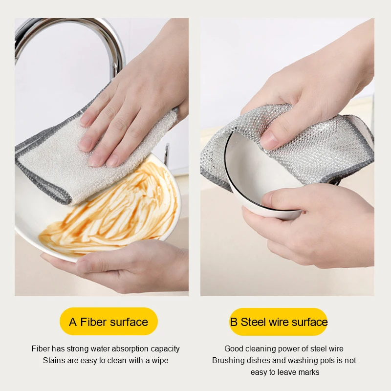 3 قطعة سلك غسل الصحون الخرق وعاء المطبخ عموم غسل الصحون غير خدش متعددة الأغراض قابلة لإعادة الاستخدام تنظيف منصات لغسل الأطباق