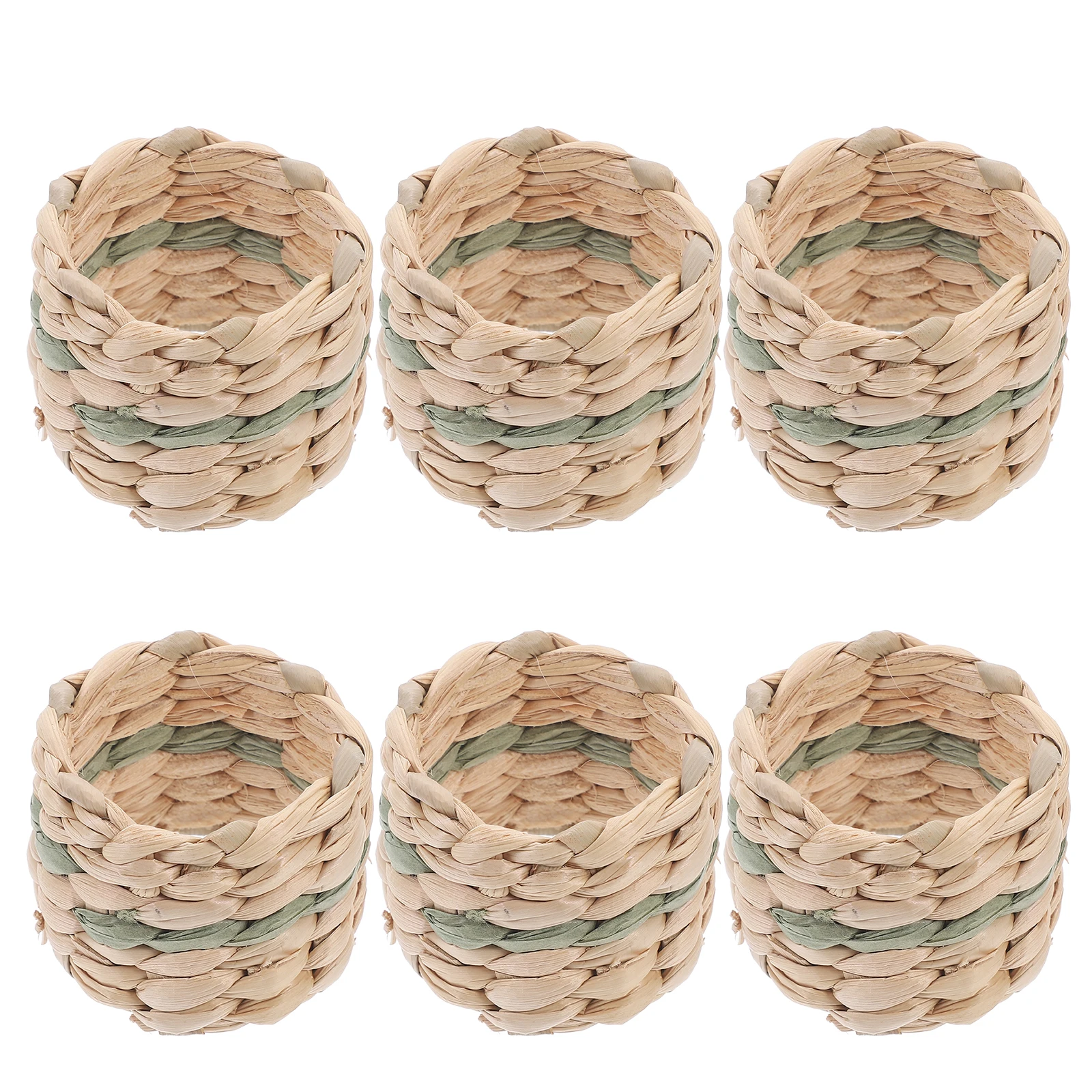 

6 Pcs Napkin Rings Burlap Country Decor Serviette Hotel Table Dinner Party Rustic Woven Tassel Set Christmas Kitchen Bar