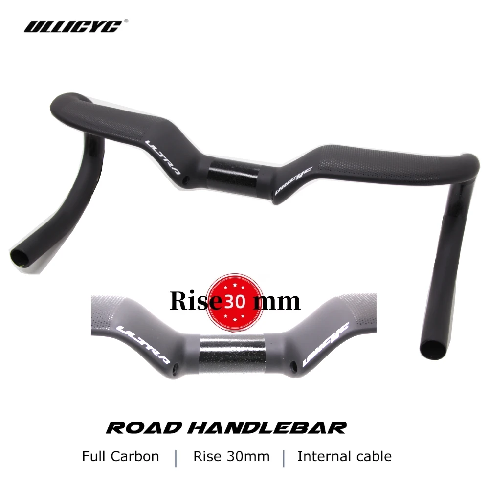 

ULLICYC Full Carbon Internal Cable Road Handlebar,Drop Lift 30mm,ravel Cockpit,Black Matt Width 400/420/440mm